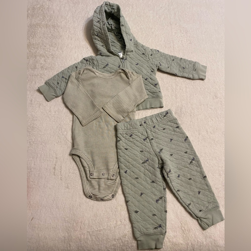 Carter's Olive Quilted Bodysuit Set